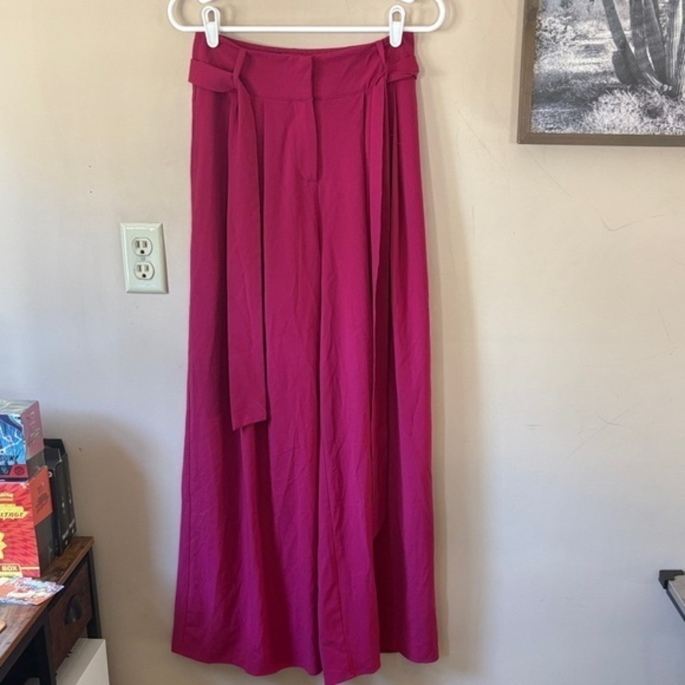 Flying Tomato Raspberry Pink Belted Wide Leg Palazzo Pants Size Small